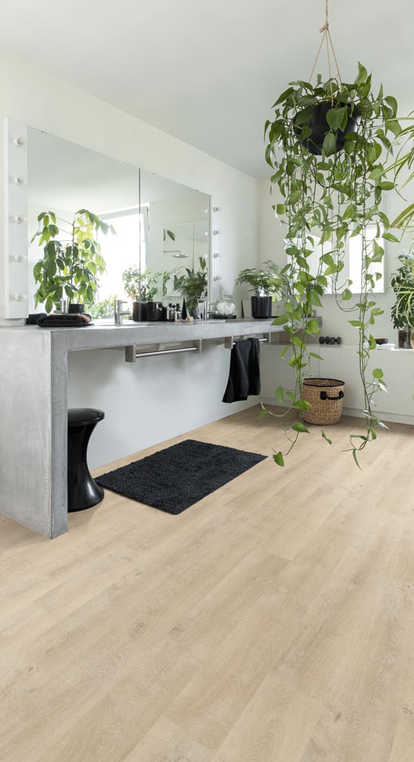 modern area with plants and wood laminate by Eligna