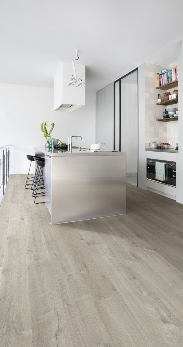 kitchen with grey toned laminate wood