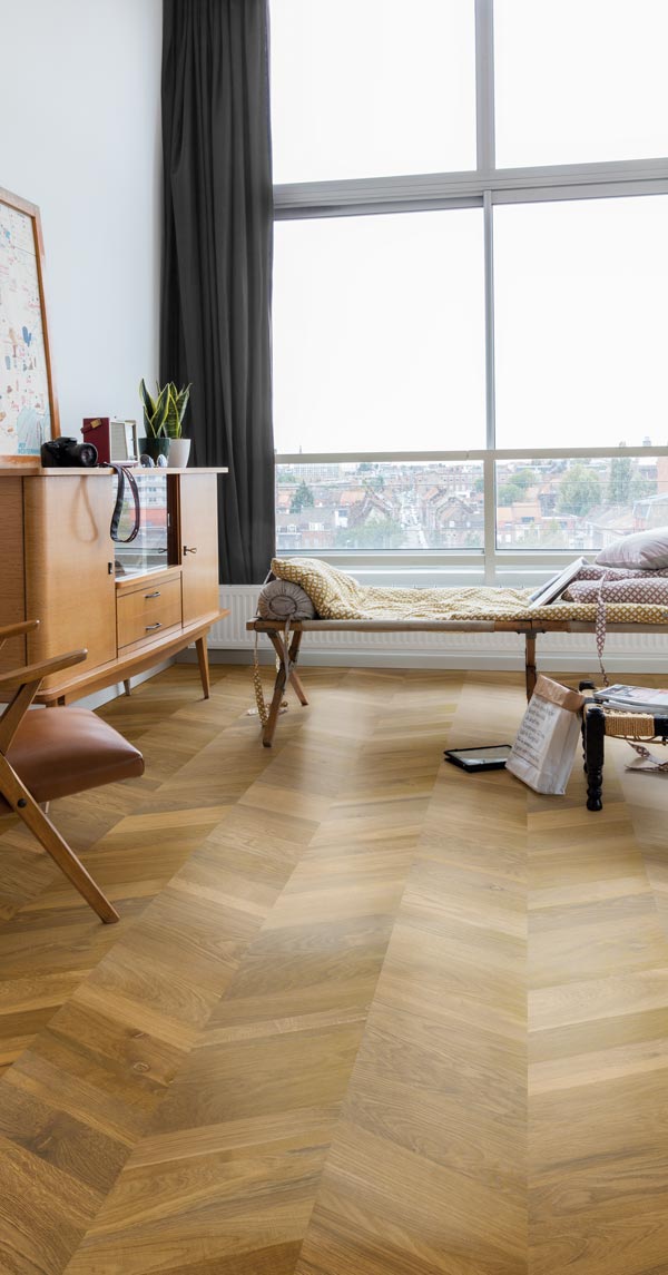 living room with parquet timber floor