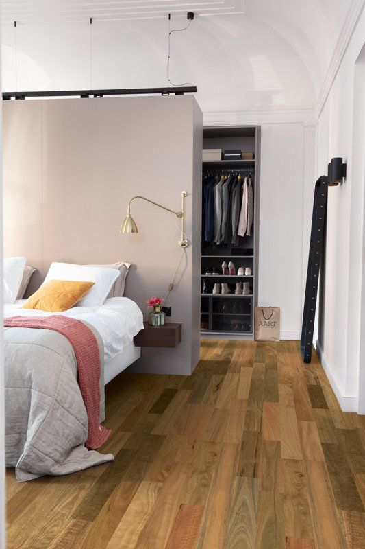 bed next to wall