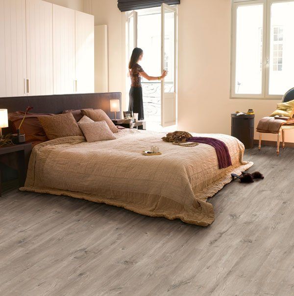 bedroom with light ash laminate wood