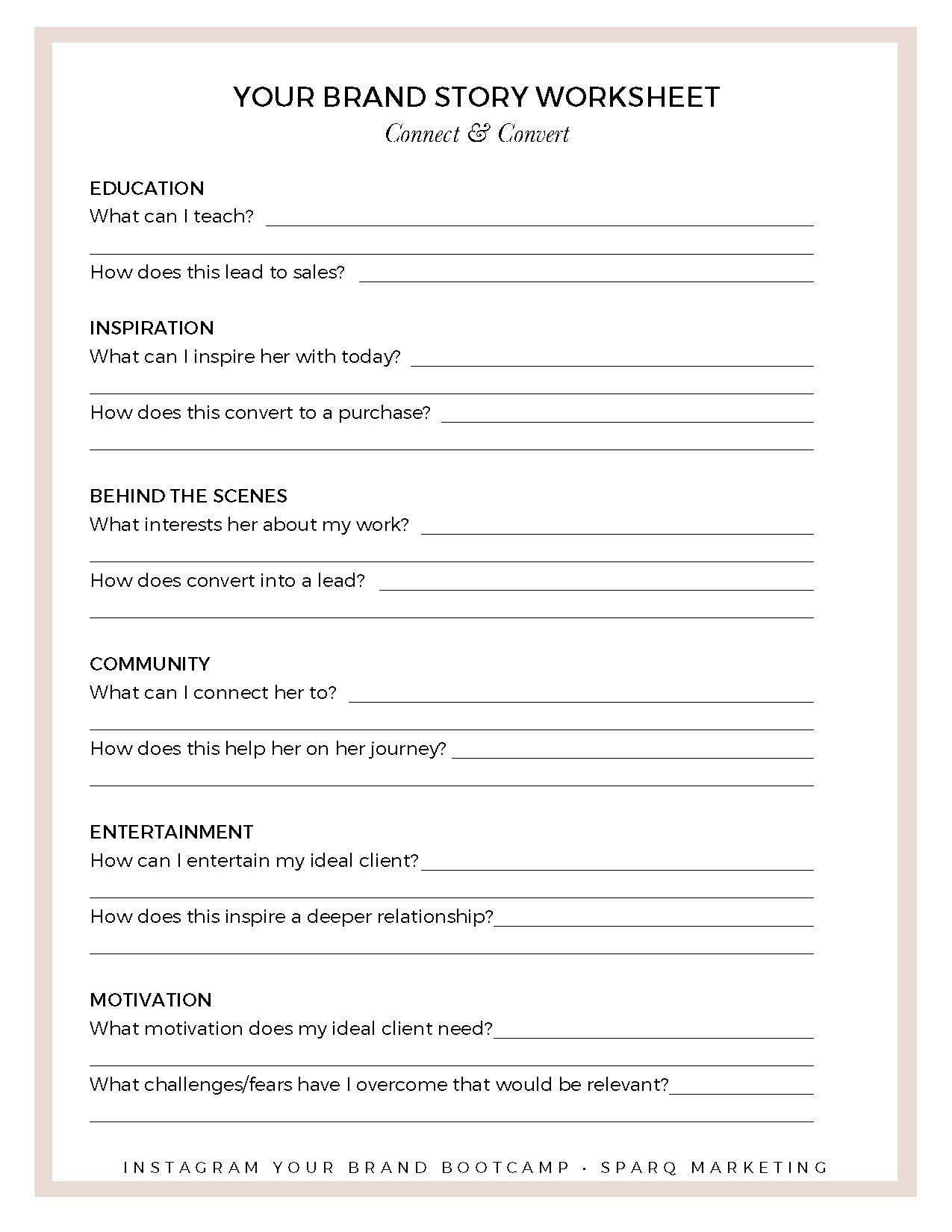 It is a worksheet for writing a brand story.