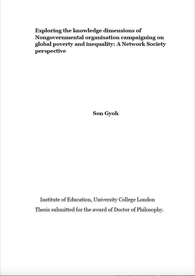 a white paper titled exploring the knowledge dimensions of nongovernmental organization campaigning on global poverty and inequality