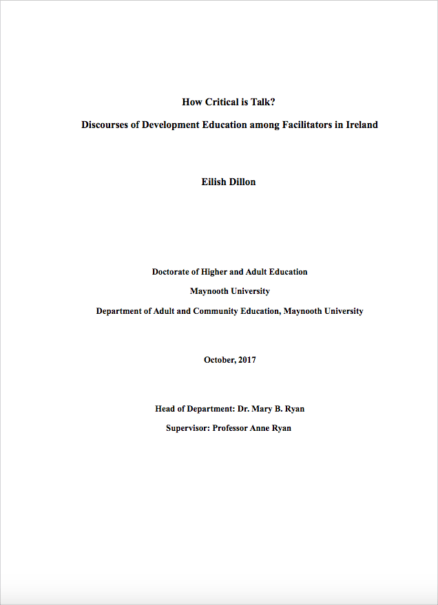a paper titled how critical is talk discusses development education among facilitators in ireland