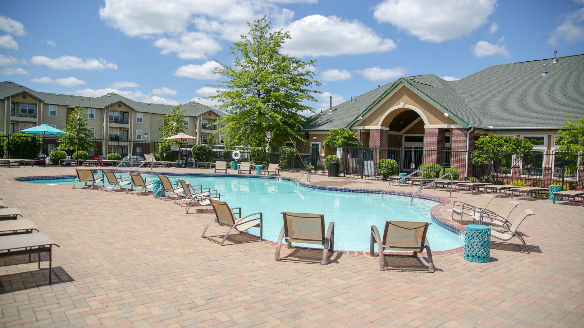pool chairs at apartment pool