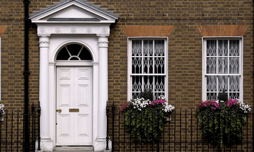 white entrance door