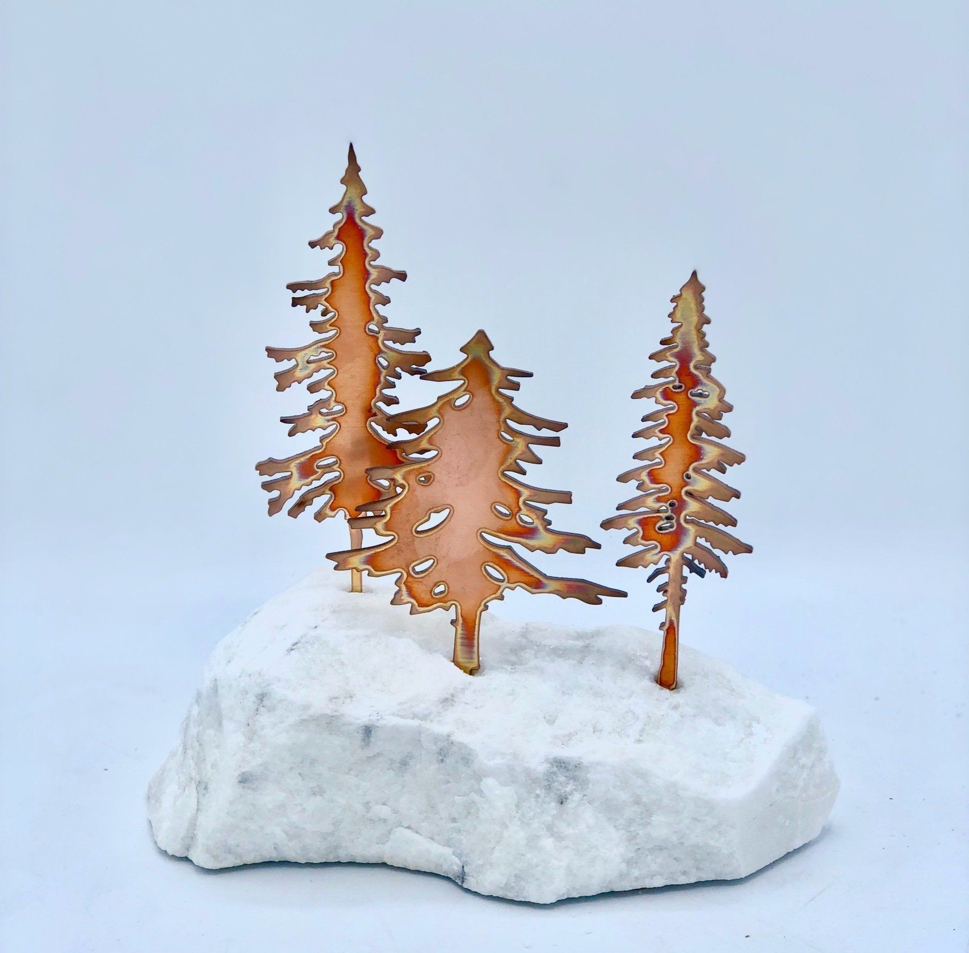 Vermont Rocks outdoor copper trees sculpture decor