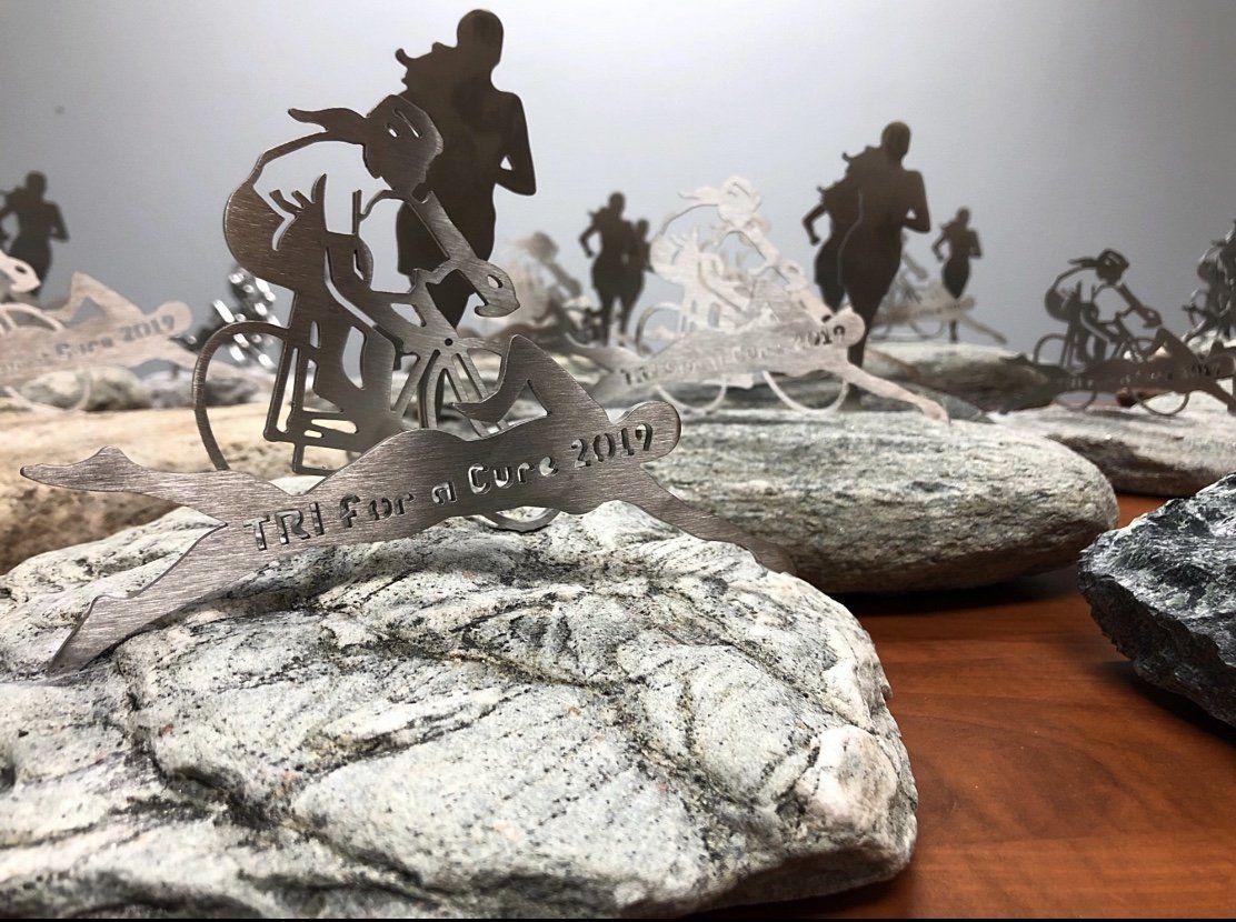 Vermont rocks triathlon trophy sculpture decor