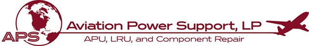 A logo for aviation power support lp apu lru and component repair