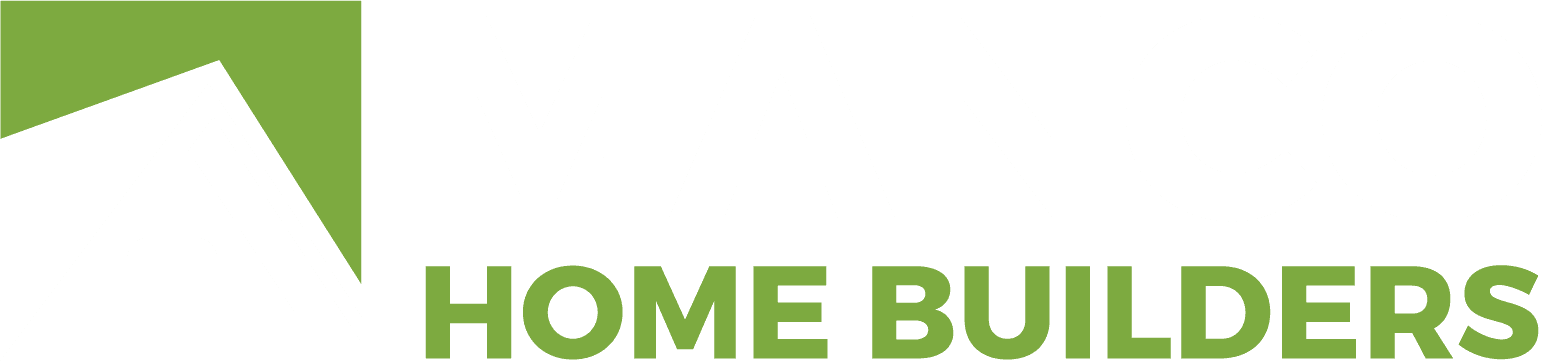 A logo for home builders with a green arrow pointing up.