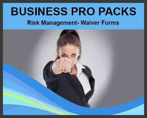 Business pro packs cover with businessman and text “Risk Management- Waiver Forms”