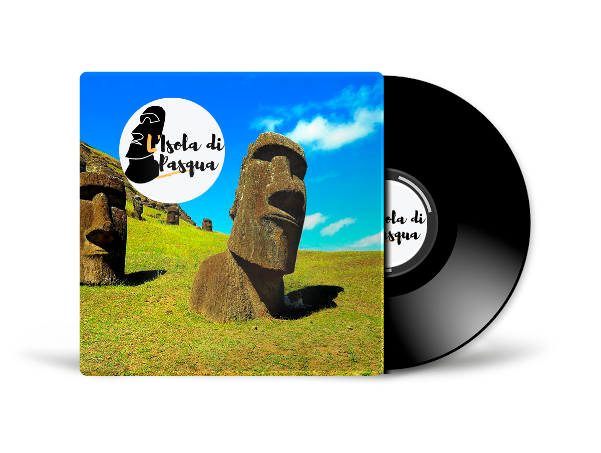 Un disco con l'immagine di una statua moai sulla copertina