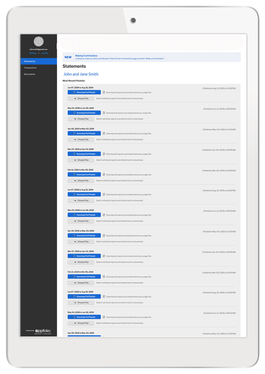 Owner Portal Screenshot