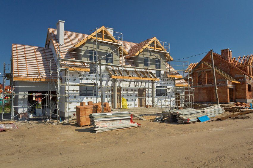 scaffolding around a house