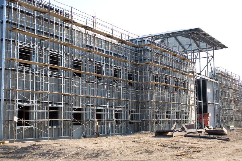 scaffolding around a large scale building