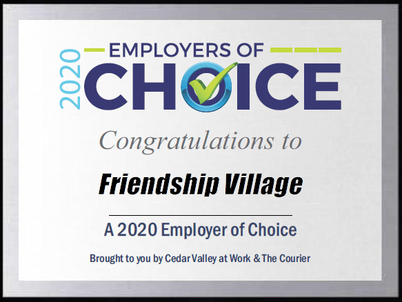 Employers of Choice award presented to Friendship Village. 