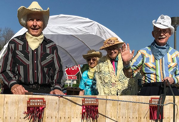 Participants in the Friendship Village parade float. 