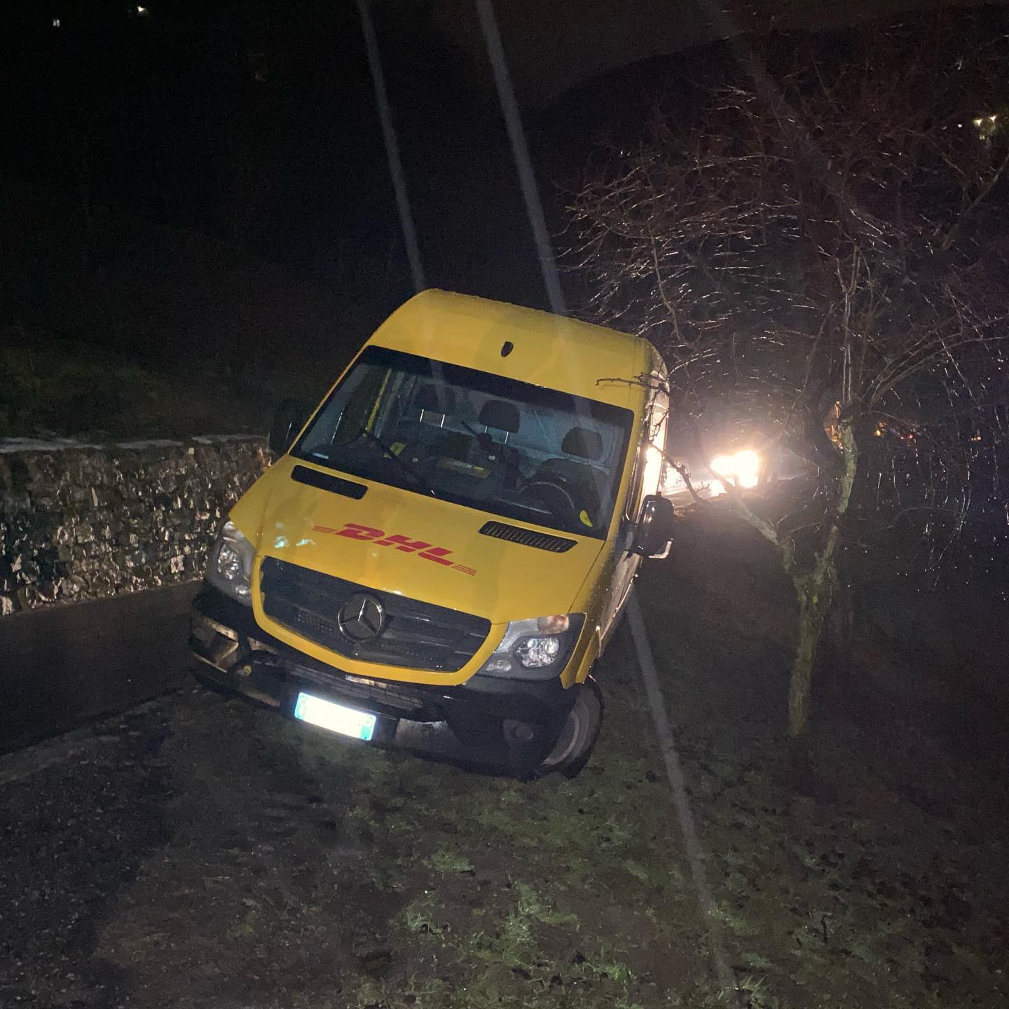 furgone DHL finito fuori strada