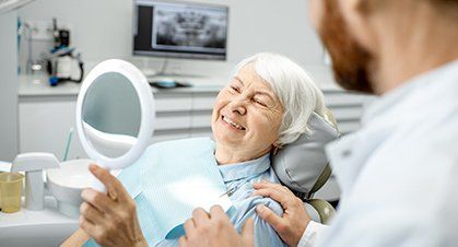 Senior Woman on Dental Visit — Pinole, CA — Dalia E. Perez-Salinas, D.D.S. Senior Woman on Dental Visit — Pinole, CA — Dalia E. Perez-Salinas, D.D.S.