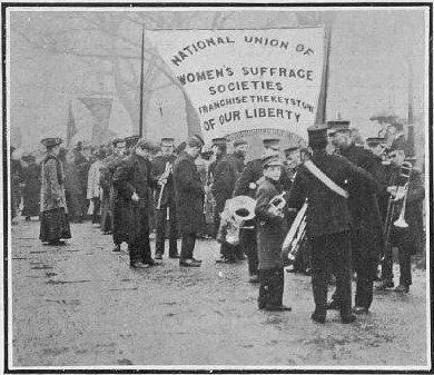 The Mud March band and banner