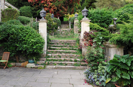 lawn with garden furniture