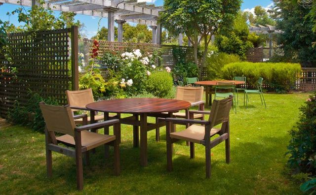lawn with garden furniture