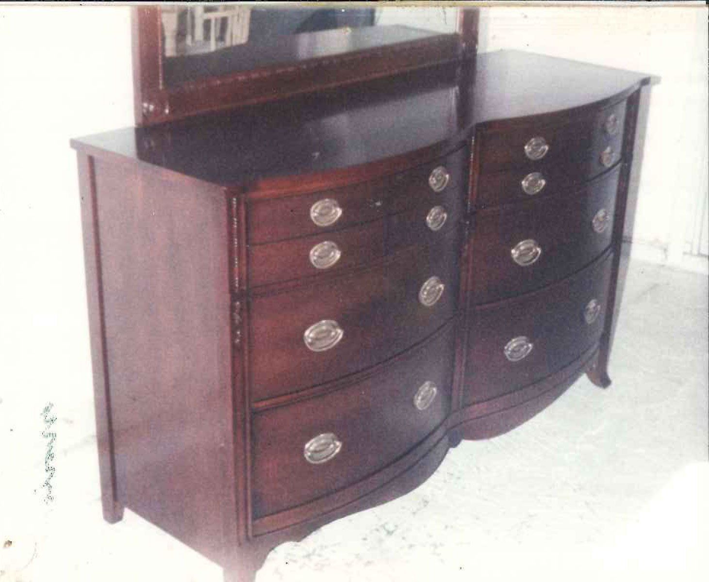 wood dresser after furniture restoration