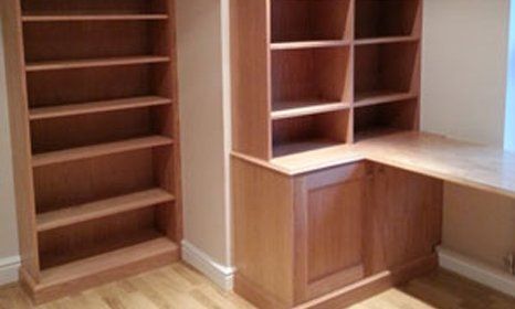 wooden shelves