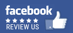 Facebook logo with five stars, 