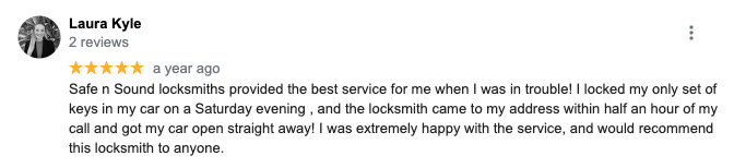 Laura Kyle GMB Review — Safe N Sound Locksmiths in Varsity Lakes, QLD
