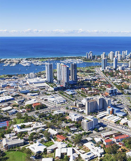 Aerial view of Southport — Safe N Sound Locksmiths in Varsity Lakes, QLD
