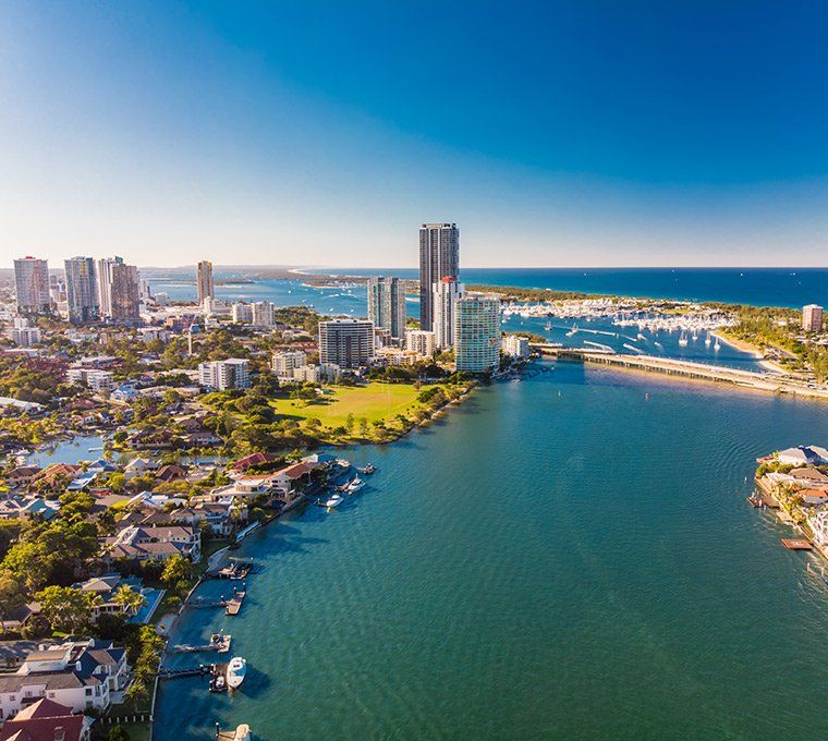 Aerial view of Southport on the Gold Coast — Safe N Sound Locksmiths in Varsity Lakes, QLD
