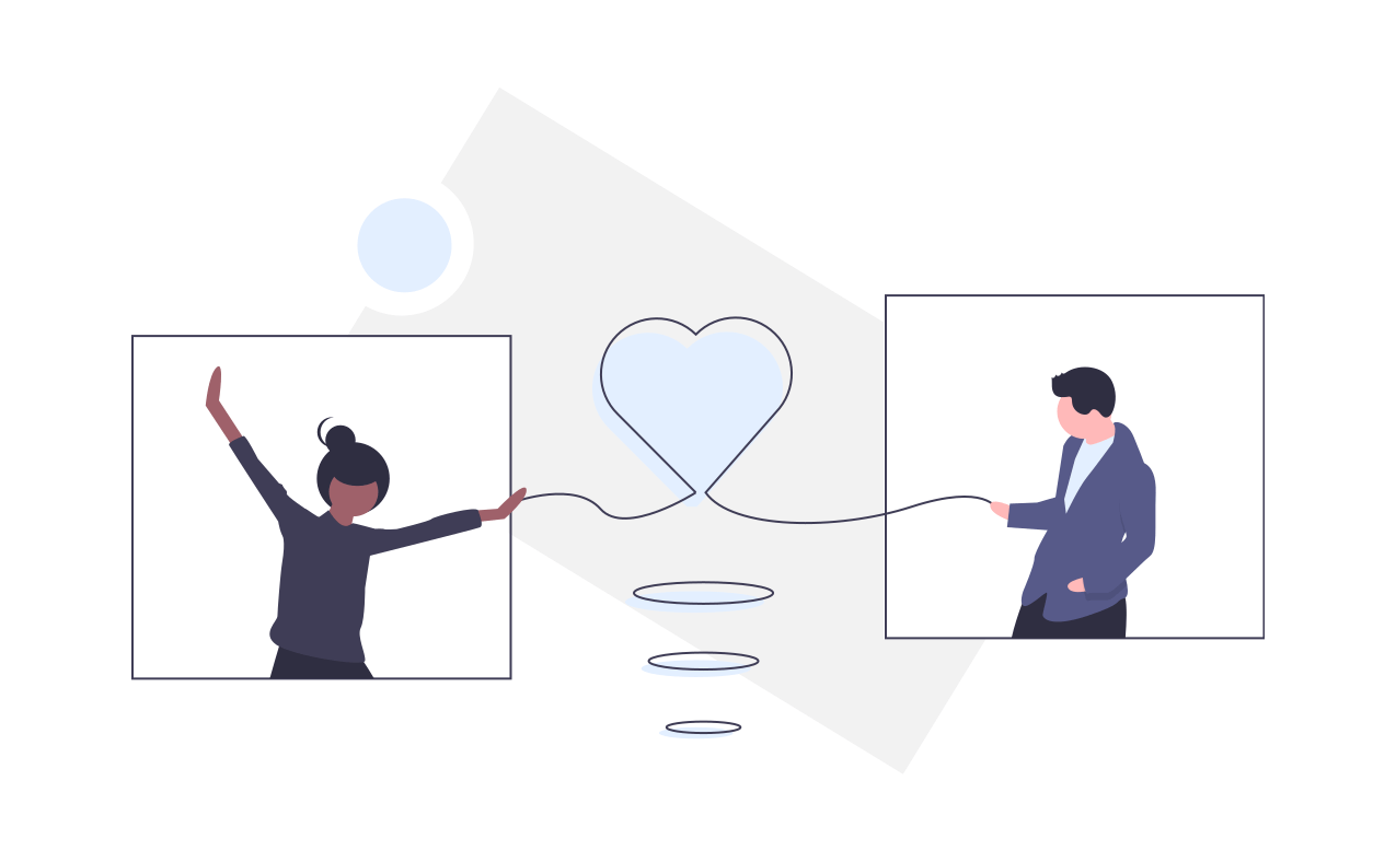 A man and a woman are holding hands with a heart drawn on a piece of paper.