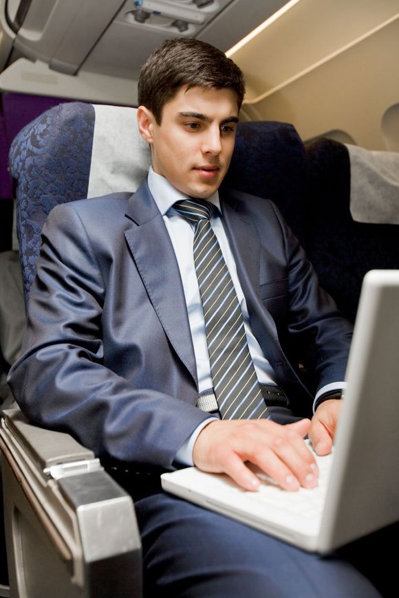 corporate employees working on his laptop