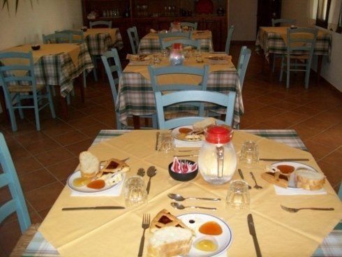 tavolo di bed and breakfast con colazione servita