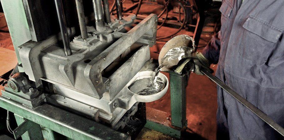 lead sheets and bars being manufactured