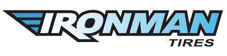 IRONMAN Tires logo in black and blue text with stylized stripes