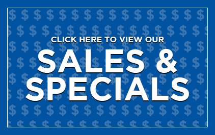 Blue promotional banner with white text: “Click here to view our Sales & Specials”