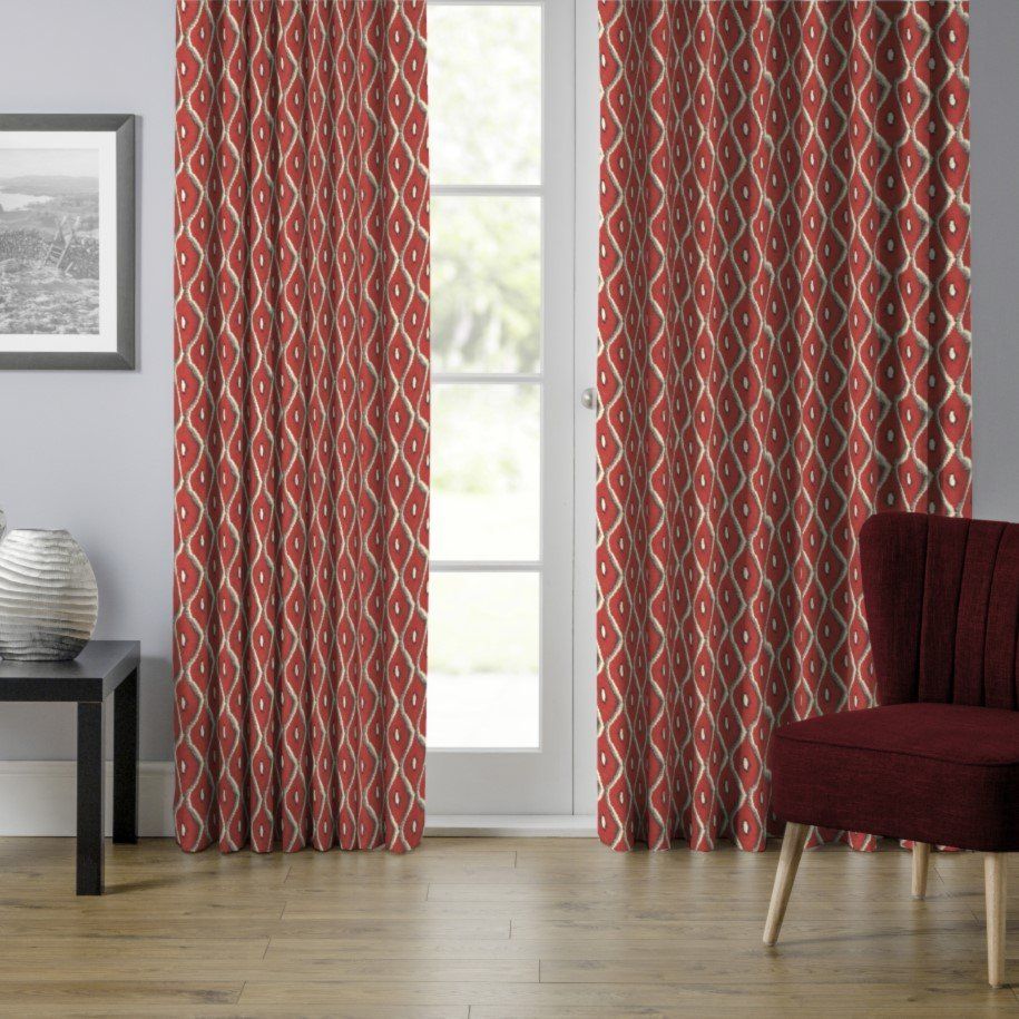 Modern red curtains with dotted style