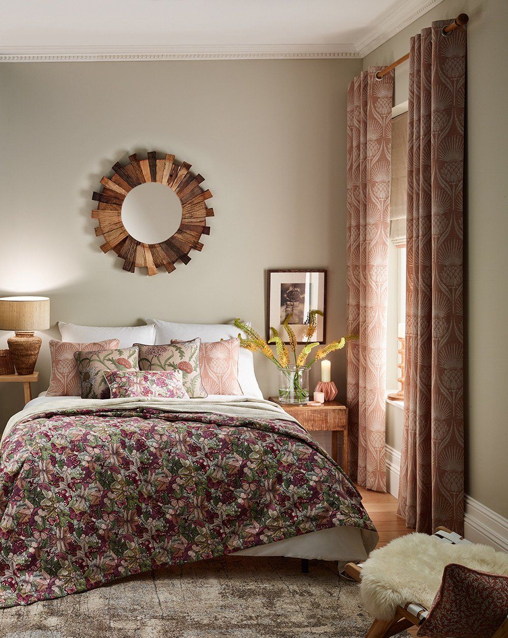 Rustic stylish thistle curtains in darker colours
