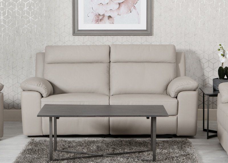 Cream leather 2-seater sofa