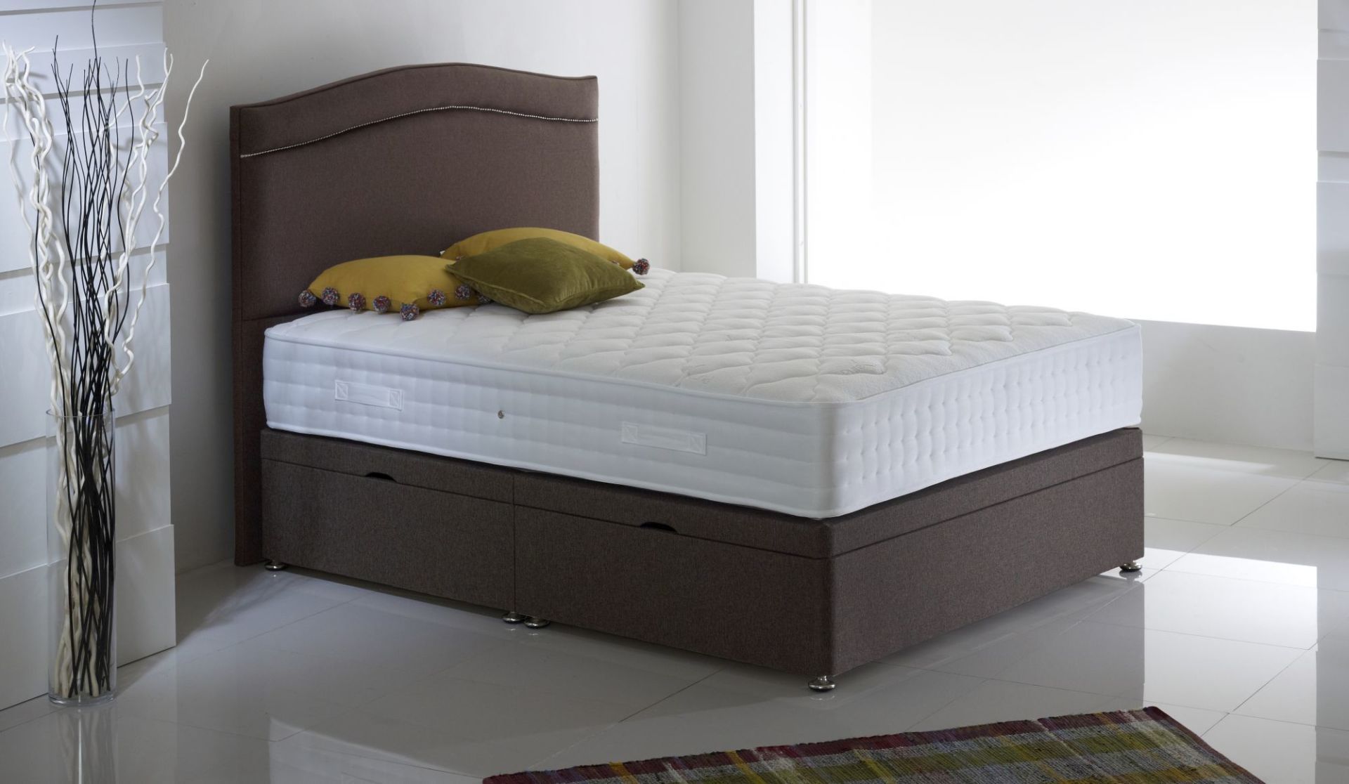 Double divan bed with mattress and headboard