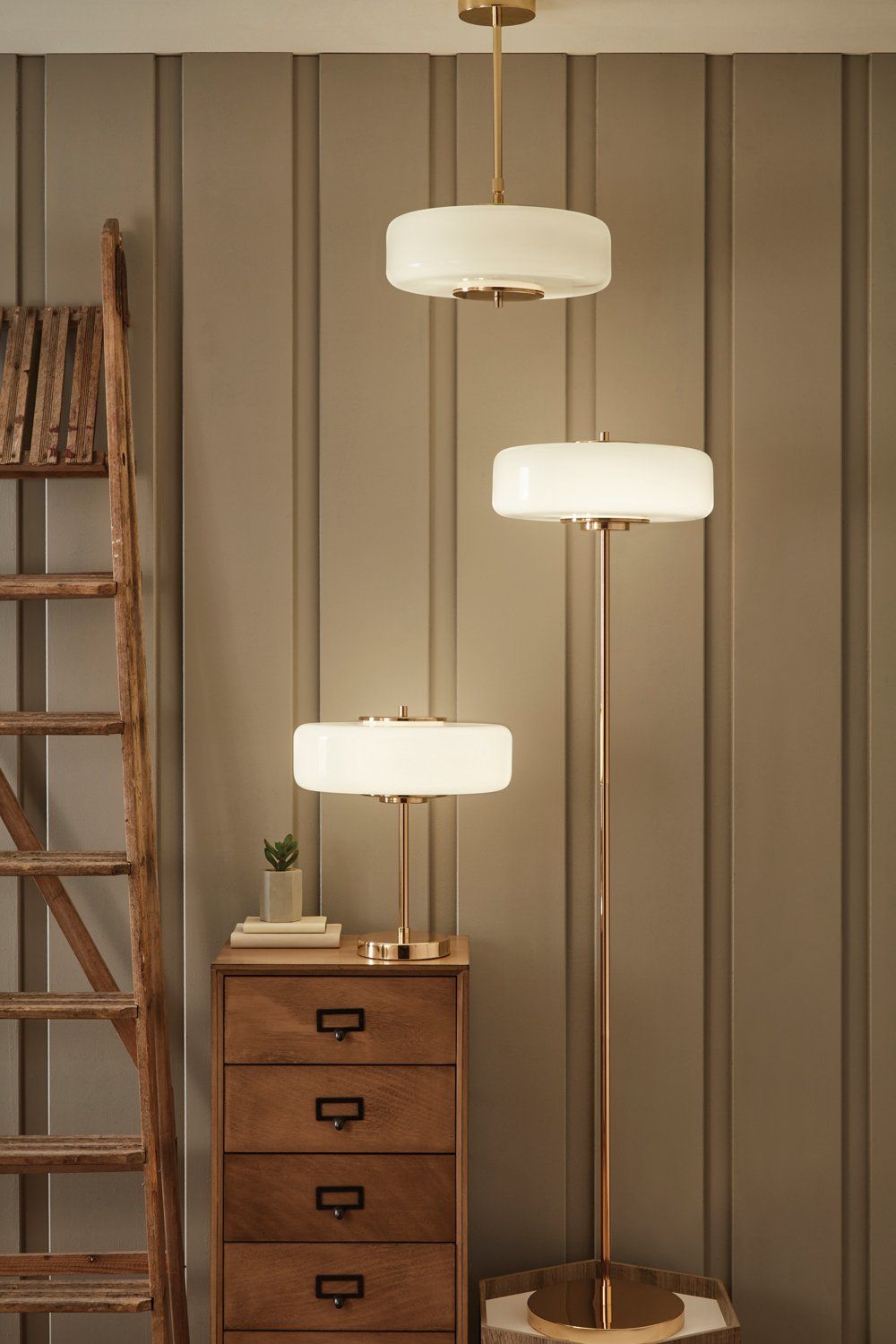 Modern copper lamps in various sizes
