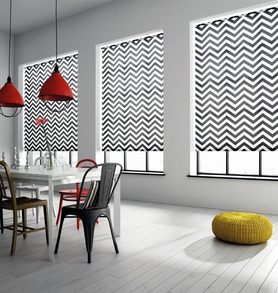 Funky black and white roller blinds by Rol-Lite