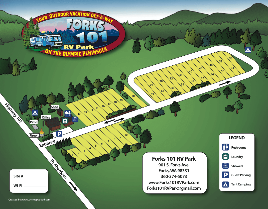 An aerial view of forks 101 rv park