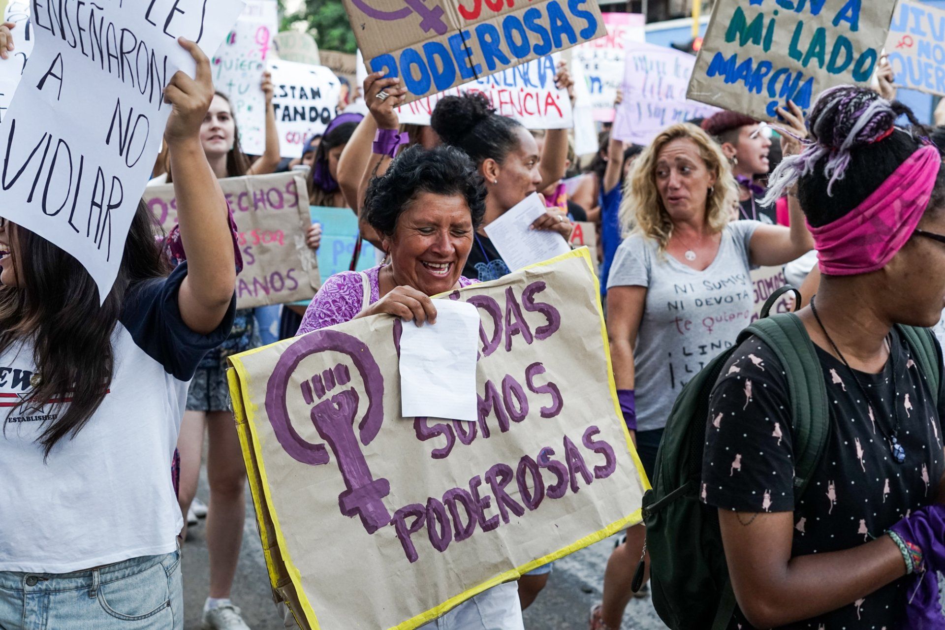 A group of feminists marching