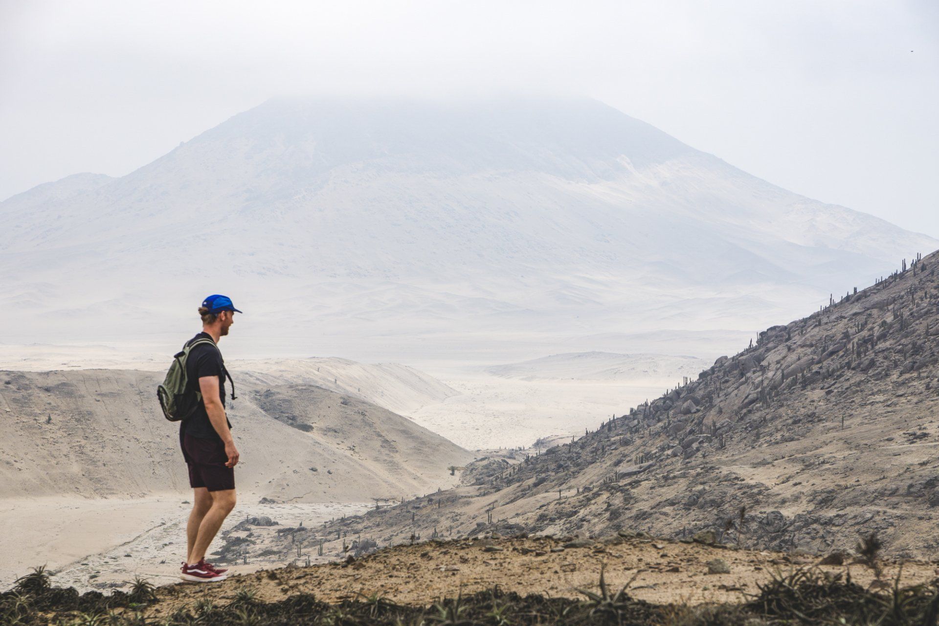 A volunteer hiking across the hills behind Huanchaco, Peru.