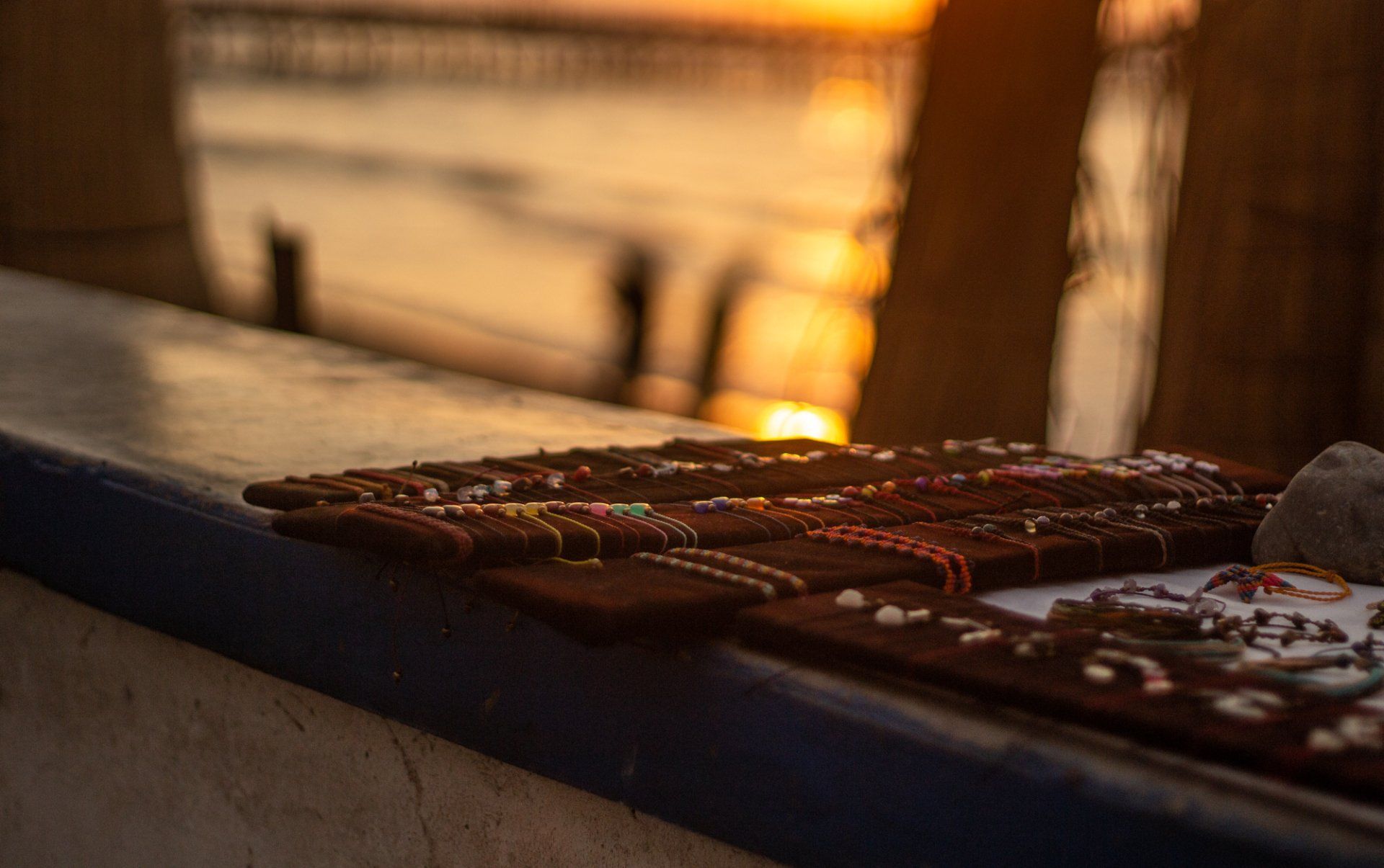 A view of the sunset over a bar.
