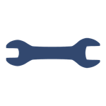Blue wrench tool on a white background.