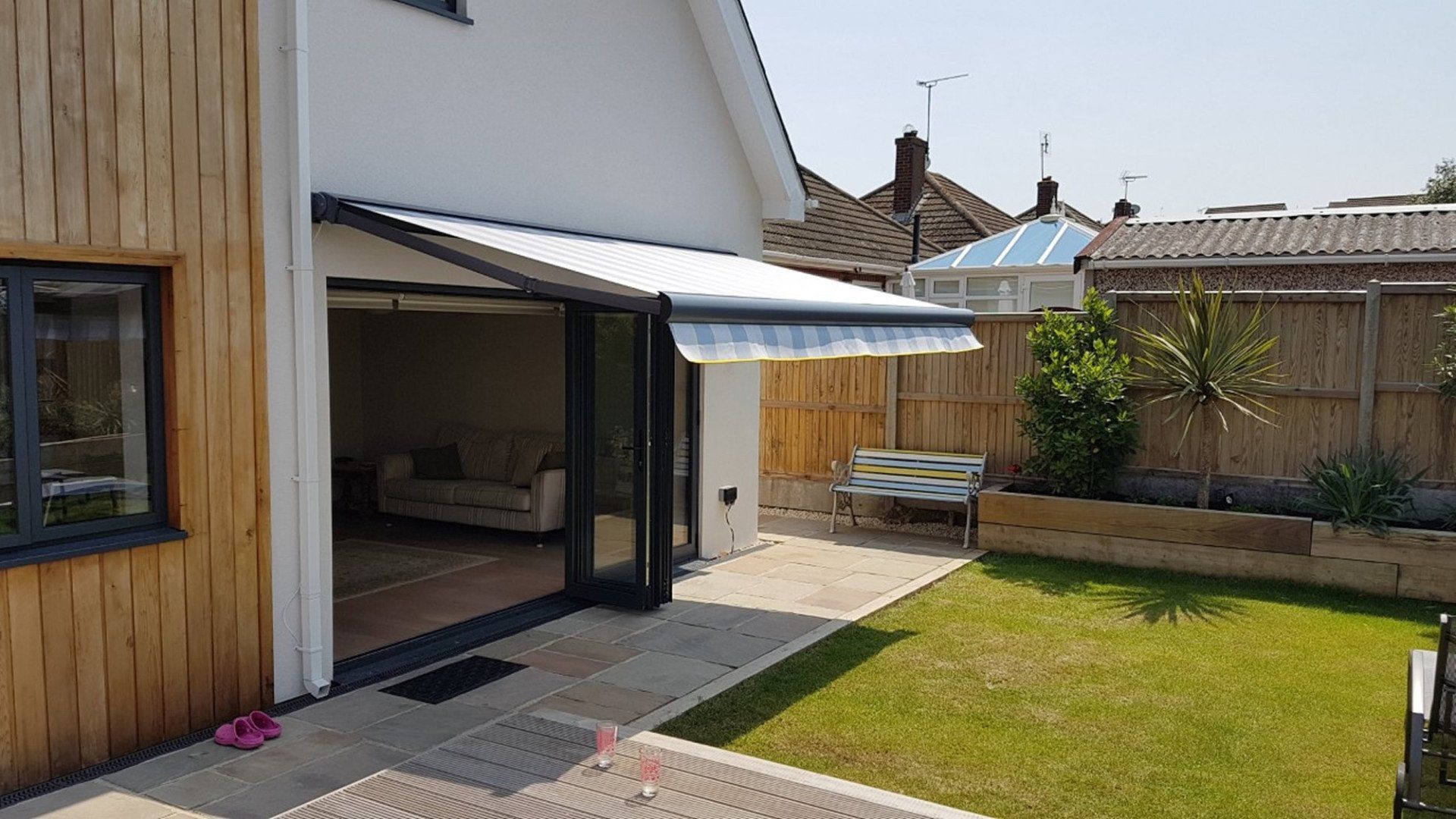 Fully extended awning